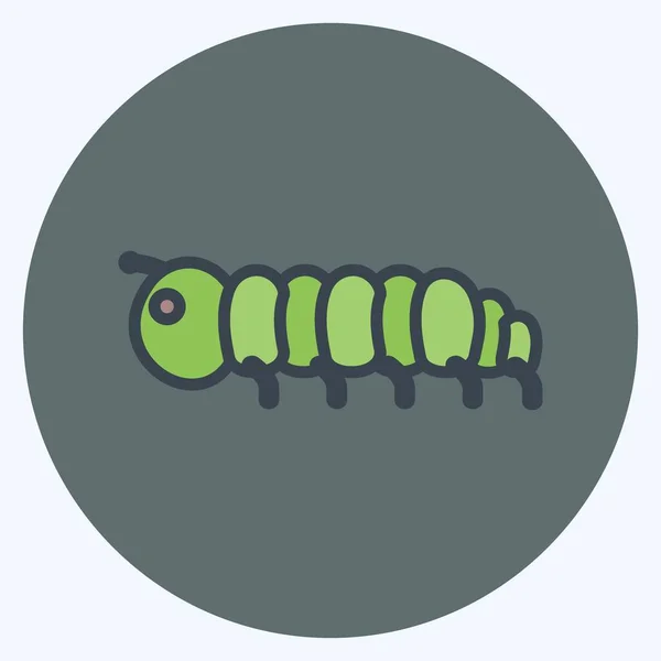 Icon Caterpillar Suitable Animal Symbol Color Mate Style Simple Design — Image vectorielle