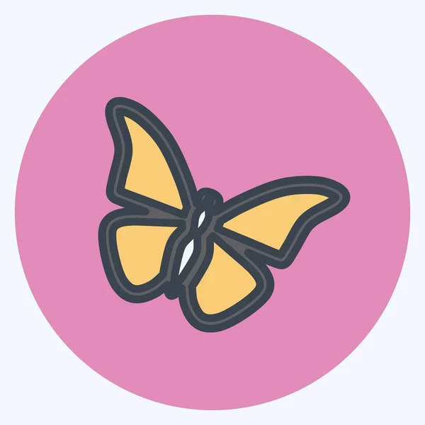 Icono Mariposa Adecuado Para Símbolo Animal Estilo Mate Color Diseño — Vector de stock