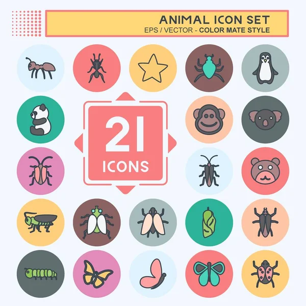 Hayvan Simgesi Seti. Hayvan sembolü için uygun. renk arkadaşı stili. Basit dizayn edilebilir. tasarım şablonu. Basit gösterim