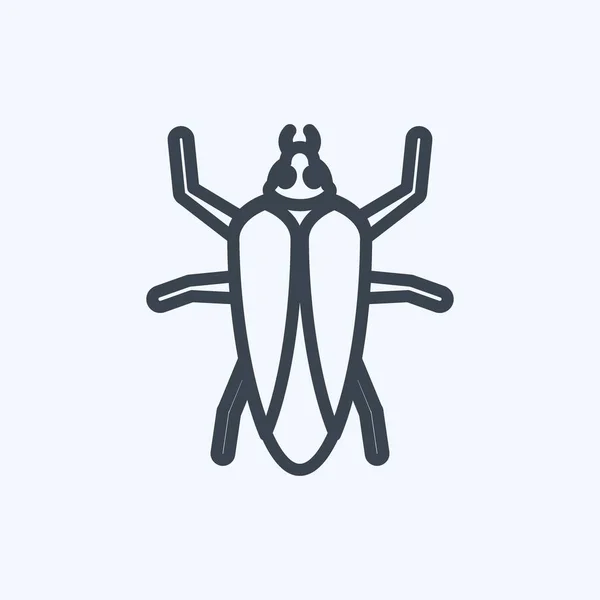 Icon Cockroach Suitable Animal Symbol Line Style Simple Design Editable — Wektor stockowy