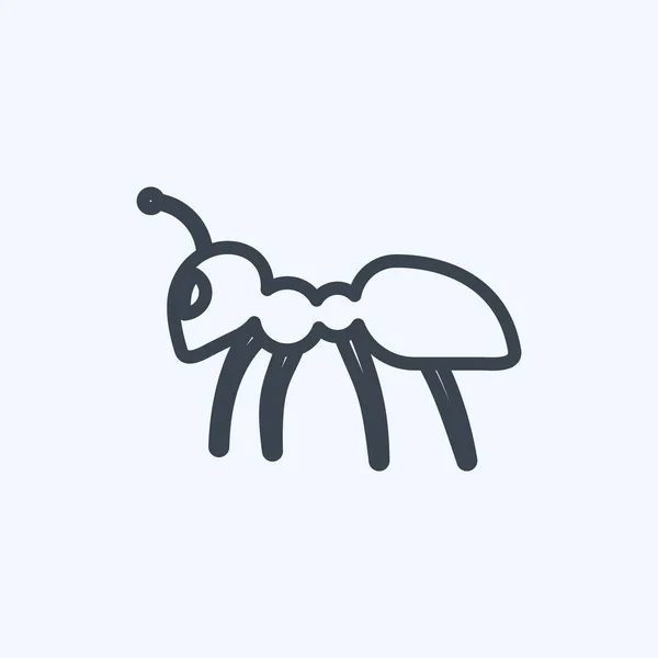 Icona Ant Adatta Simbolo Animale Stile Linea Design Semplice Modificabile — Vettoriale Stock