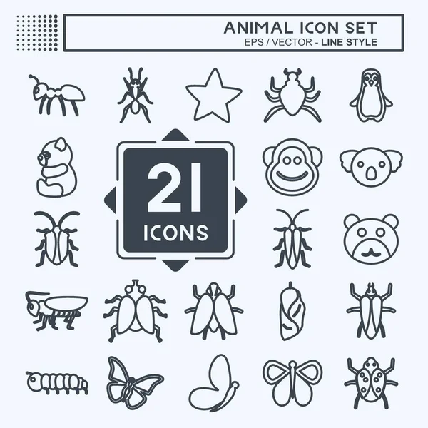 Hayvan Simgesi Seti. Hayvan sembolü için uygun. Sıra tarzı. Basit dizayn edilebilir. tasarım şablonu. Basit gösterim