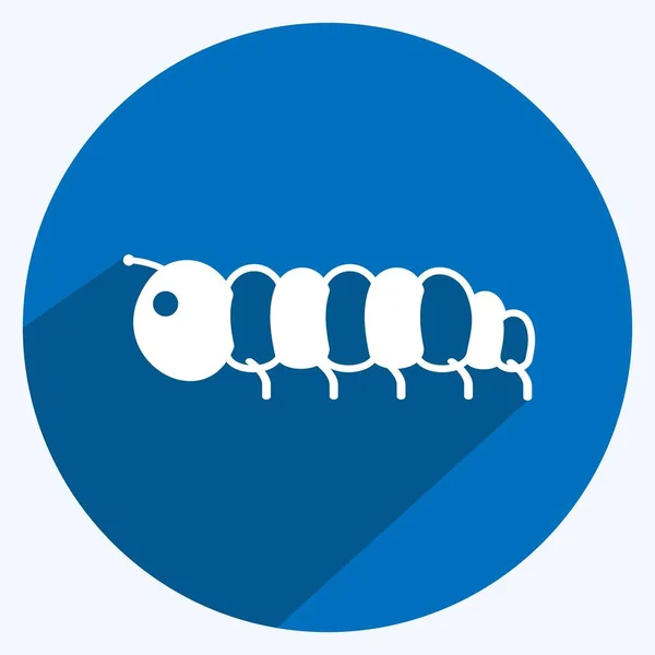 Icono Caterpillar Adecuado Para Símbolo Animal Estilo Sombra Larga Diseño — Vector de stock