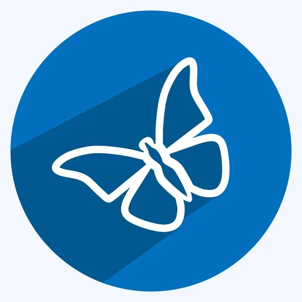Icon Butterfly Suitable Animal Symbol Long Shadow Style Simple Design — Vetor de Stock