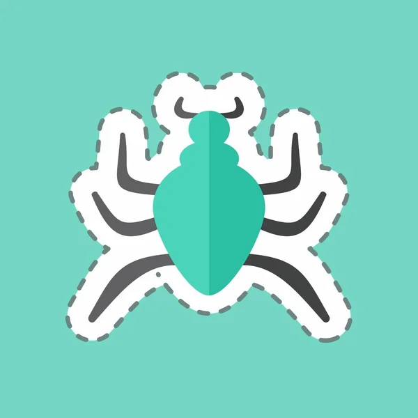 Sticker Line Cut Spider Insect Suitable Animal Symbol Simple Design — Vetor de Stock