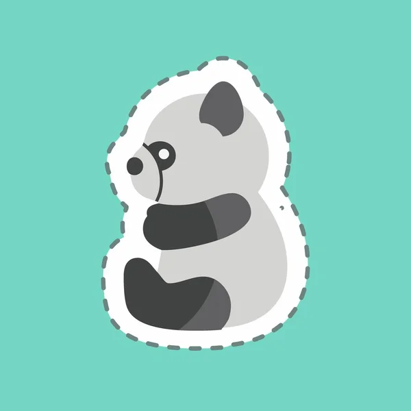 Sticker Line Cut Panda Suitable Animal Symbol Simple Design Editable — ストックベクタ