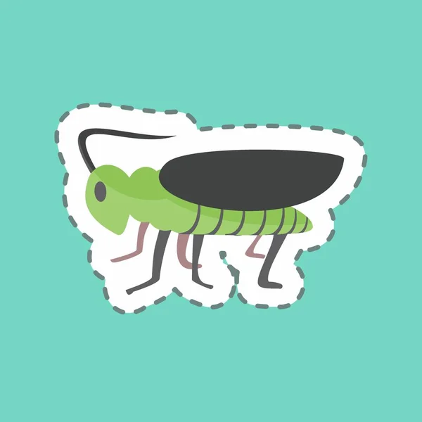 Sticker Line Cut Grasshopper Suitable Animal Symbol Simple Design Editable — Stockvektor