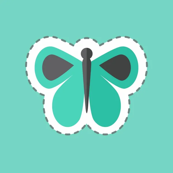 Sticker Line Cut Butterfly Suitable Animal Symbol Simple Design Editable — Vetor de Stock