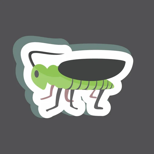 Sticker Grasshopper Suitable Animal Symbol Simple Design Editable Design Template — Vector de stock