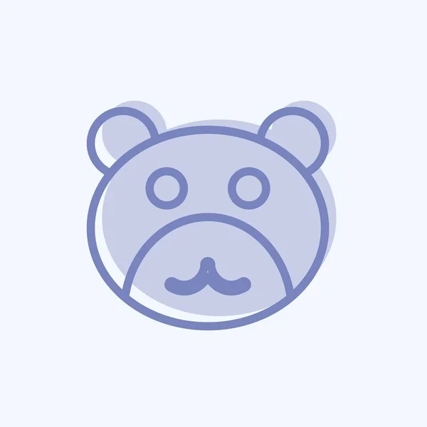 Icon Bear Suitable Animal Symbol Two Tone Style Simple Design — Vettoriale Stock