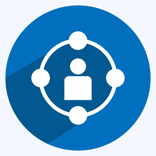 Ikoon Sociale Cirkel Geschikt Voor Digitaal Websymbool Lange Schaduwstijl Eenvoudig — Stockvector