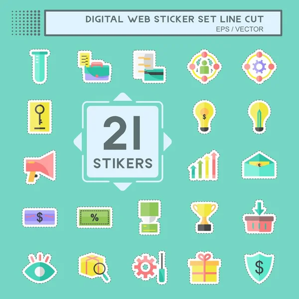 Dijital Web Etiketi kesik çizgisi seti. Dijital web sembolü için uygun. Basit dizayn edilebilir. tasarım şablonu. Basit gösterim
