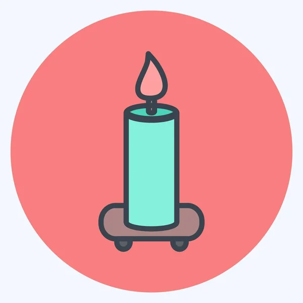 Icon Candle Shelf Suitable Spa Symbol Color Mate Style Simple — Vetor de Stock