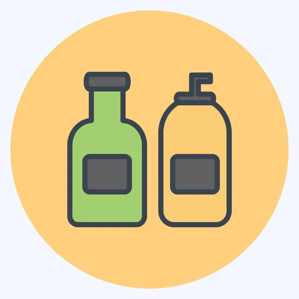 Icon Cream Bottles Suitable Spa Symbol Color Mate Style Simple — Archivo Imágenes Vectoriales