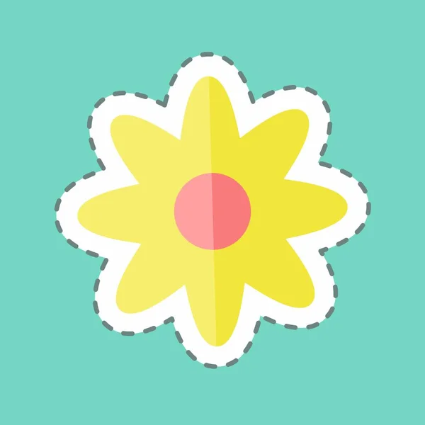 Sticker Line Cut Flower Suitable Spa Symbol Simple Design Editable — Vetor de Stock