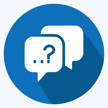 Simge Sorusu. Geri bildirim sembolü için uygun. Uzun Gölge Tarzı. Basit dizayn edilebilir. tasarım şablonu. Basit gösterim