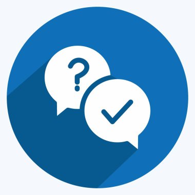 Simge Yanıtı. Geri bildirim sembolü için uygun. Uzun Gölge Tarzı. Basit dizayn edilebilir. tasarım şablonu. Basit gösterim