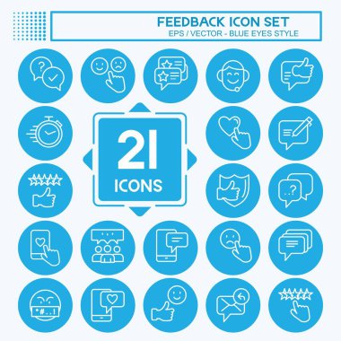 Geri bildirim Simgesi Ayarlandı. Web Arayüzü sembolü için uygun. Mavi Gözler Tarzı. Basit dizayn edilebilir. tasarım şablonu. Basit gösterim