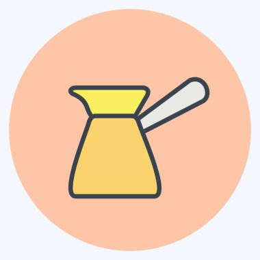 İkon Türk Kahve Tenceresi. İçki sembolü için uygun. renk arkadaşı stili. Basit dizayn edilebilir. tasarım şablonu. Basit gösterim