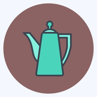 Icon Porselen Çaydanlığı. İçki sembolü için uygun. renk arkadaşı stili. Basit dizayn edilebilir. tasarım şablonu. Basit gösterim