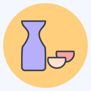 Icon Rice Şarap Sake. İçki sembolü için uygun. renk arkadaşı stili. Basit dizayn edilebilir. tasarım şablonu. Basit gösterim