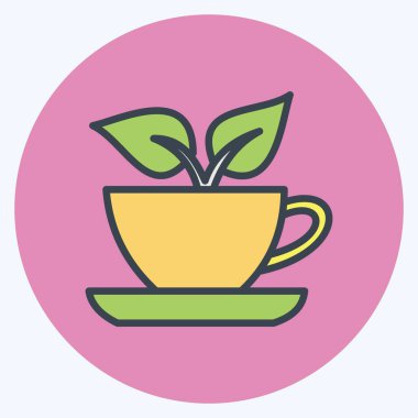 Simge Yeşil Çay. İçki sembolü için uygun. renk arkadaşı stili. Basit dizayn edilebilir. tasarım şablonu. Basit gösterim