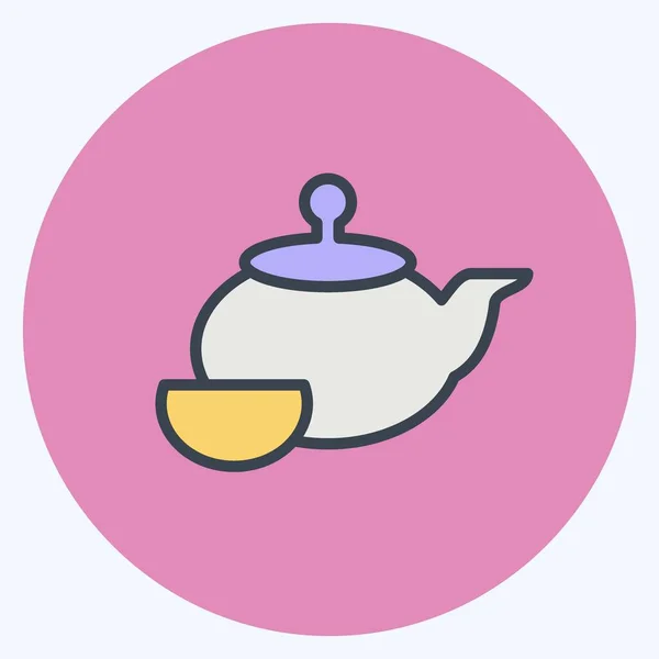 Icon Tea Ceremony Suitable Drink Symbol Color Mate Style Simple — Image vectorielle