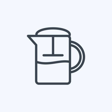 Icon French Press. İçki sembolü için uygun. Sıra tarzı. Basit dizayn edilebilir. tasarım şablonu. Basit gösterim