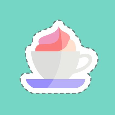 Etiket çizgisi Viyana kahvesini kesti. İçki sembolü için uygun. Basit dizayn edilebilir. tasarım şablonu. Basit gösterim