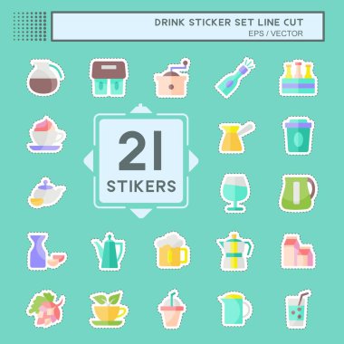 Sticker hattı kesik seti. İçki sembolü için uygun. Basit dizayn edilebilir. tasarım şablonu. Basit gösterim