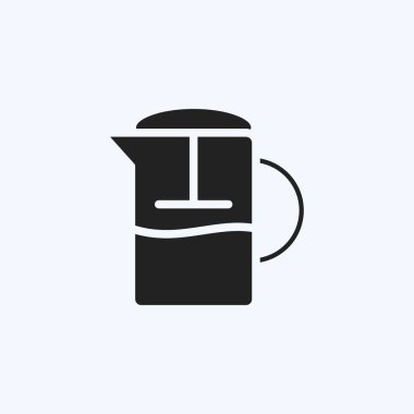 Icon French Press. İçki sembolü için uygun. Kabartma tarzı. Basit dizayn edilebilir. tasarım şablonu. Basit gösterim