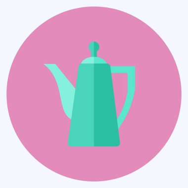 Icon Porselen Çaydanlığı. İçki sembolü için uygun. Düz stil. Basit dizayn edilebilir. tasarım şablonu. Basit gösterim