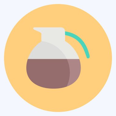 İkon Kahve Tenceresi. İçki sembolü için uygun. Düz stil. Basit dizayn edilebilir. tasarım şablonu. Basit gösterim