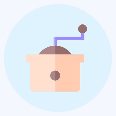 Icon Kahve Öğütücü. İçki sembolü için uygun. Düz stil. Basit dizayn edilebilir. tasarım şablonu. Basit gösterim