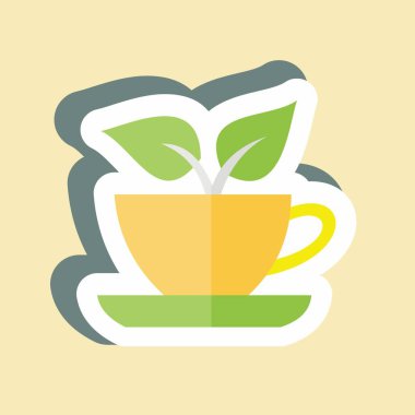 Çıkartmalı Yeşil Çay. İçki sembolü için uygun. Basit dizayn edilebilir. tasarım şablonu. Basit gösterim