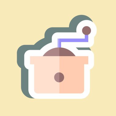 Etiketli Kahve Öğütücü. İçki sembolü için uygun. Basit dizayn edilebilir. tasarım şablonu. Basit gösterim