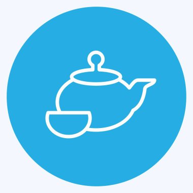 Simge çay seremonisi. İçki sembolü için uygun. Mavi gözlü. Basit dizayn edilebilir. tasarım şablonu. Basit gösterim