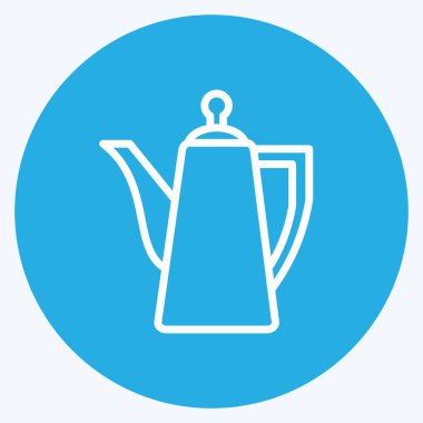 Icon Porselen Çaydanlığı. İçki sembolü için uygun. Mavi gözlü. Basit dizayn edilebilir. tasarım şablonu. Basit gösterim