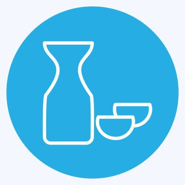 Icon Rice Şarap Sake. İçki sembolü için uygun. Mavi gözlü. Basit dizayn edilebilir. tasarım şablonu. Basit gösterim