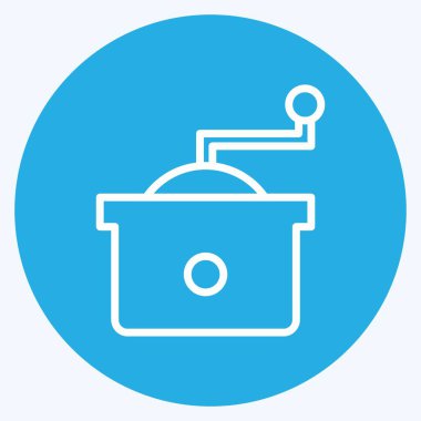 Icon Kahve Öğütücü. İçki sembolü için uygun. Mavi gözlü. Basit dizayn edilebilir. tasarım şablonu. Basit gösterim