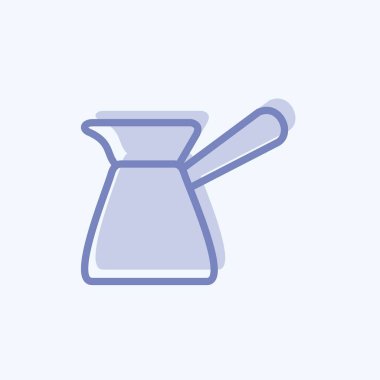 İkon Türk Kahve Tenceresi. İçki sembolü için uygun. İki ton stili. Basit dizayn edilebilir. tasarım şablonu. Basit gösterim