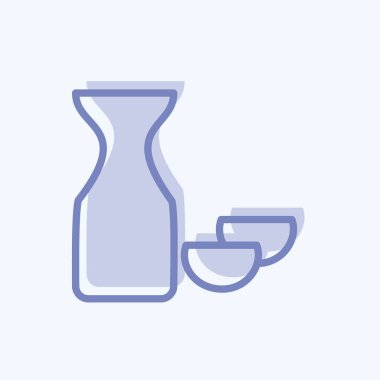 Icon Rice Şarap Sake. İçki sembolü için uygun. İki ton stili. Basit dizayn edilebilir. tasarım şablonu. Basit gösterim