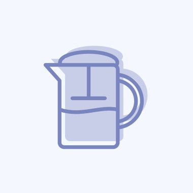 Icon French Press. İçki sembolü için uygun. İki ton stili. Basit dizayn edilebilir. tasarım şablonu. Basit gösterim
