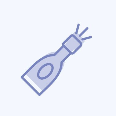 Simgesel Şampanya Şişesi. İçki sembolü için uygun. İki ton stili. Basit dizayn edilebilir. tasarım şablonu. Basit gösterim