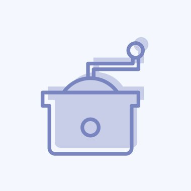 Icon Kahve Öğütücü. İçki sembolü için uygun. İki ton stili. Basit dizayn edilebilir. tasarım şablonu. Basit gösterim