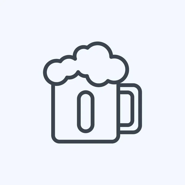 Icon Mug Beer Suitable Drink Symbol Line Style Simple Design — Vettoriale Stock