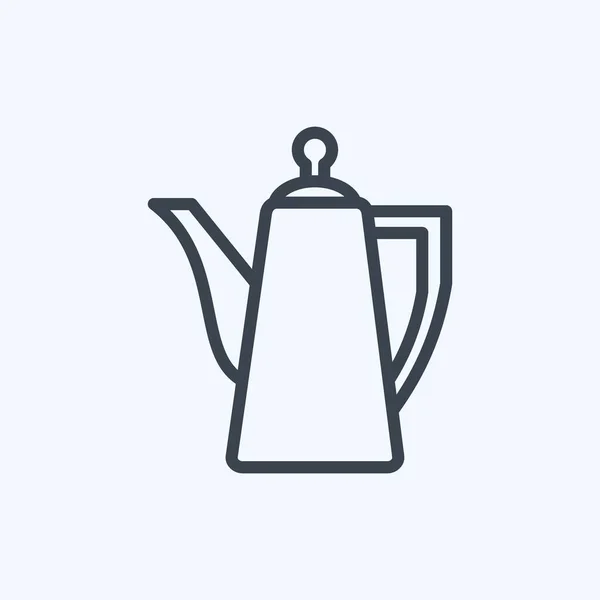 Ikone Porzellan Teekanne Vorhanden Geeignet Für Trink Symbol Linienstil Einfaches — Stockvektor