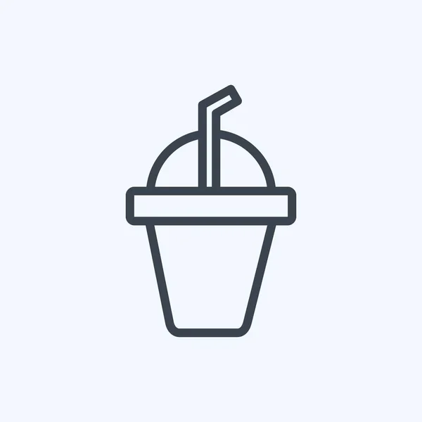 Ikoon Bevroren Frappe Geschikt Voor Drink Symbool Lijnstijl Eenvoudig Ontwerp — Stockvector