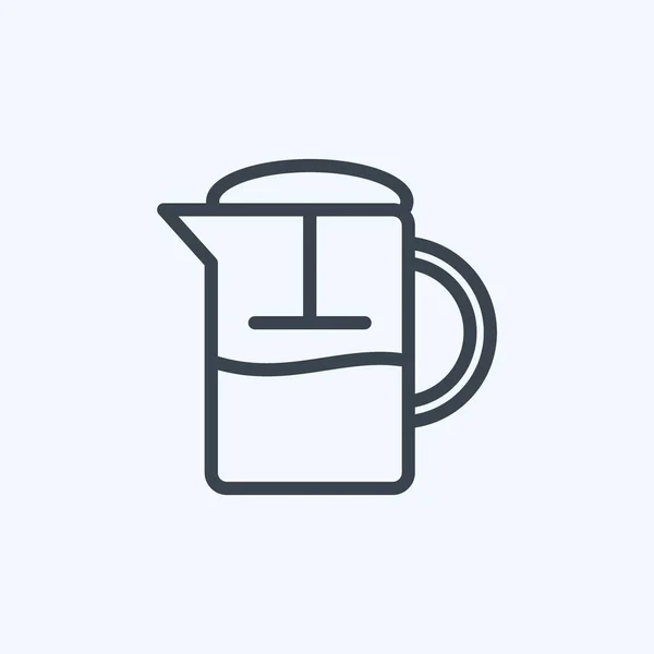 Icon French Press Suitable Drink Symbol Line Style Simple Design — Image vectorielle