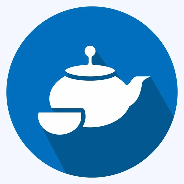 Icon Tea Ceremony Suitable Drink Symbol Long Shadow Style Simple — Image vectorielle